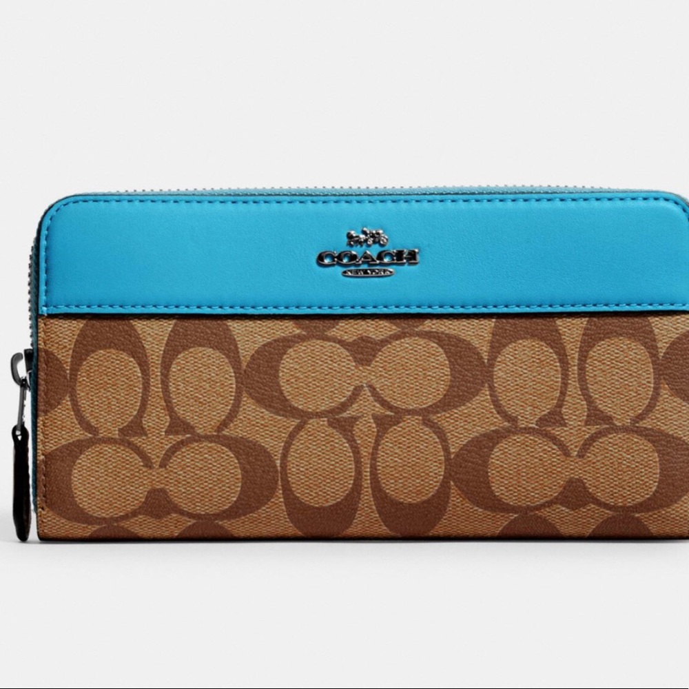 ❌SOLD❌3pc Leather COACH SET Aqua Bag/Wallet/Pouch - Picture 8 of 8